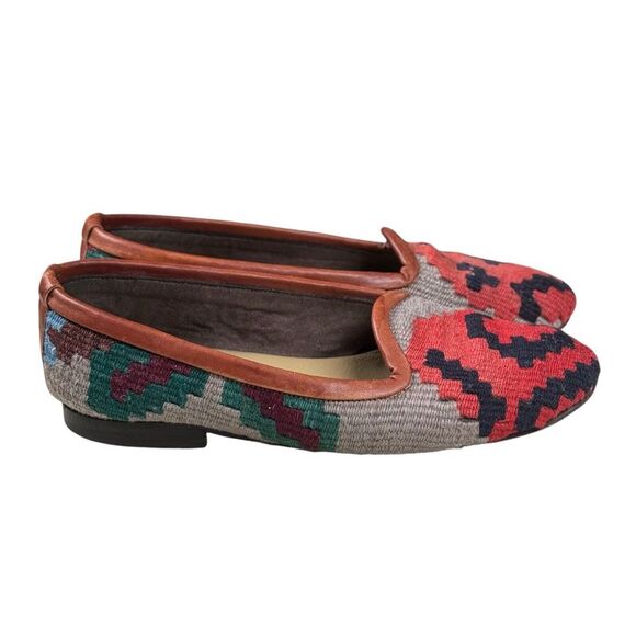 Res‎ Ipsa Women's Sz 7 Wool Kilim Turkish Aztec Multicolor Loafer - Picture 1 of 15